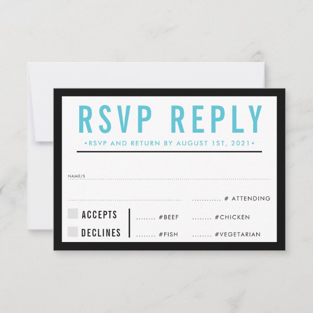 RÉPONSE RSVP RÉPONSE simple moderne audacieux noir (Devant)