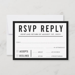 RÉPONSE RSVP RÉPONSE simple moderne en gras noir b
