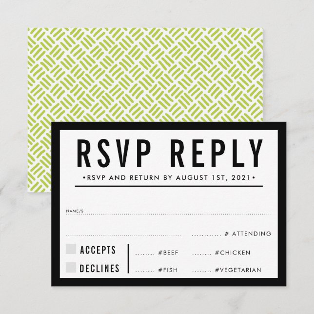 RÉPONSE RSVP RÉPONSE simple moderne gras chaux noi (Devant / Derrière)