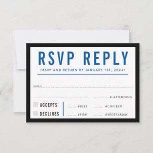 RÉPONSE RSVP RÉPONSE simple moderne noir bleu roya