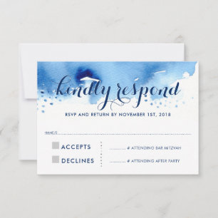 RÉPONSE RSVP RÉPONSE Smart navy bleu aquarelle