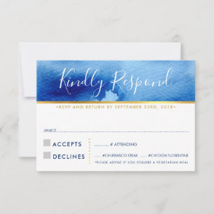 RÉPONSE RSVP RÉPONSE stylisée couleur bleue Aquare