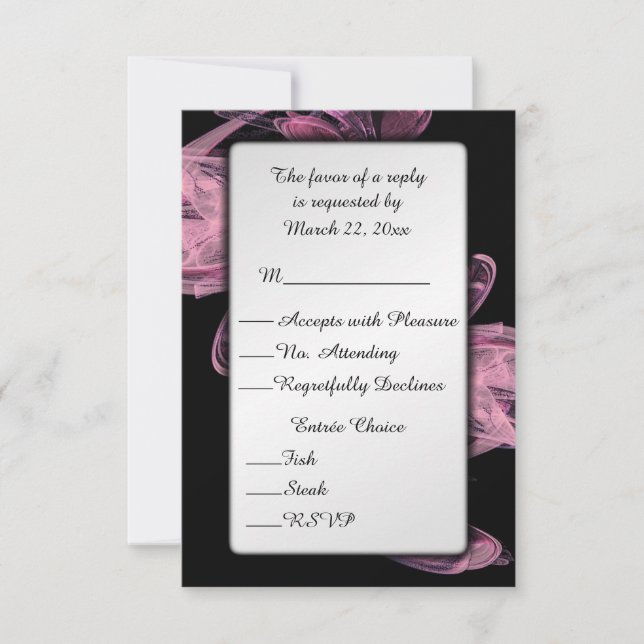 Réponse RSVP Rose Abstraite avec Choix de Menu (Devant)