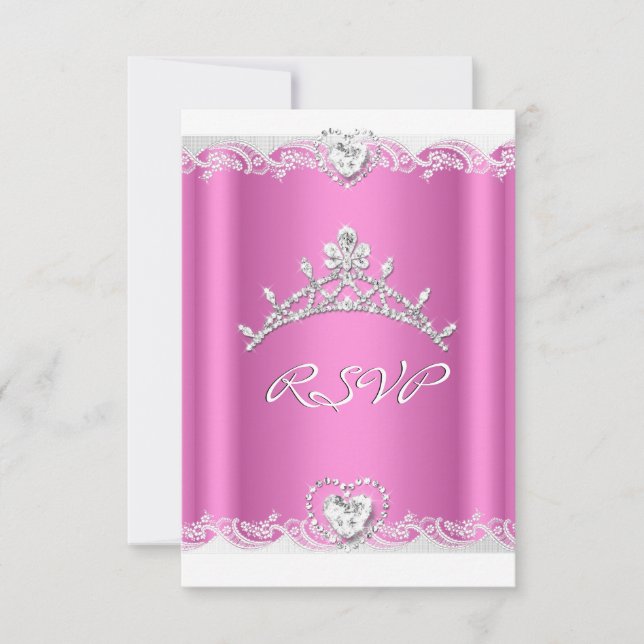 Réponse RSVP Rose Blanc Dentelle Quinceanera (Devant)