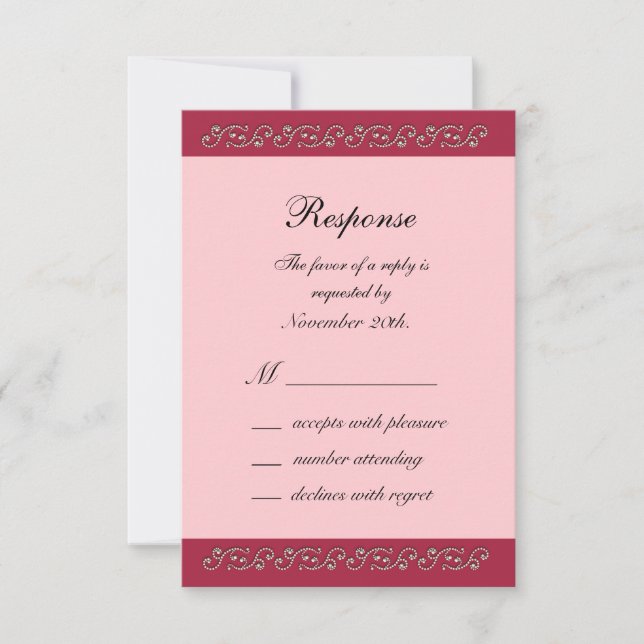 Réponse RSVP Rose et Perles (Devant)