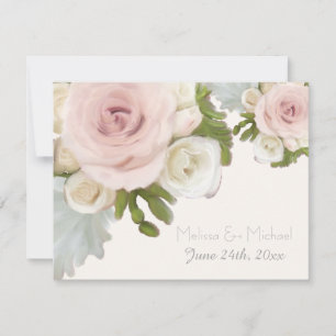 Réponse RSVP Rose Mariage Floral Feuille Succulent