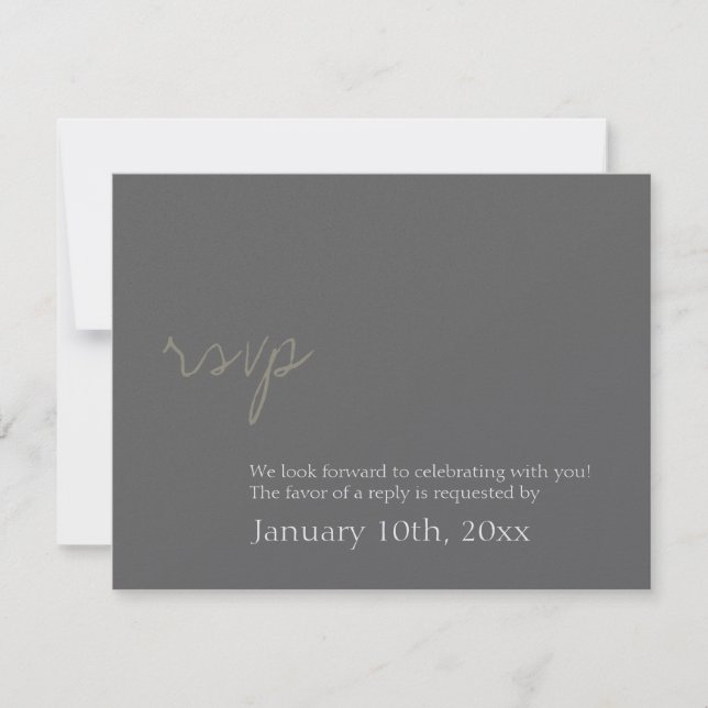 Réponse RSVP simple et chic gris charbon pour mari (Devant)