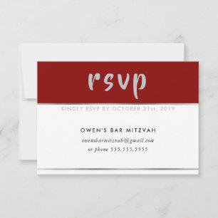 Réponse RSVP simple moderne rouge burgundy argent