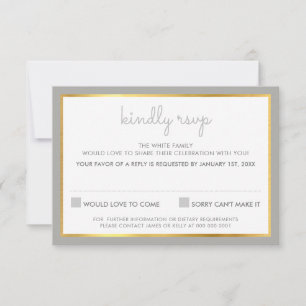 Réponse RSVP simple motif rayure grise