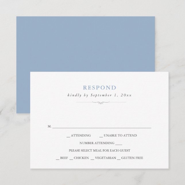 Réponse Simple Classique Bleu Poussiéreux Choix de (Devant / Derrière)