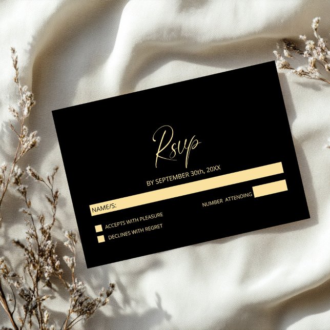 Réponse simple de mariage noir et or (Créateur téléchargé)