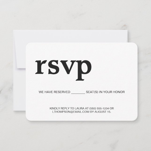 Réponse simple RSVP sans envoi de siège réservé pa (Devant)