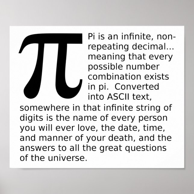 Réponses infinies de Pi Affiche drôle (Devant)