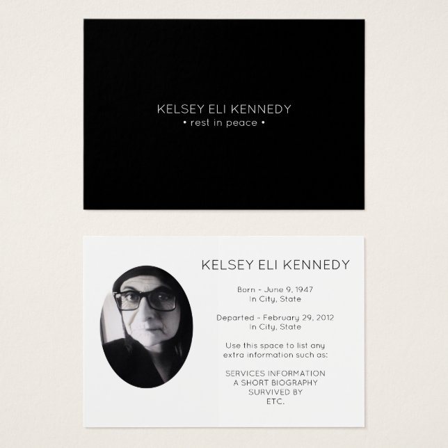 repos dans la carte de prière funéraire de paix (Devant & derrière)