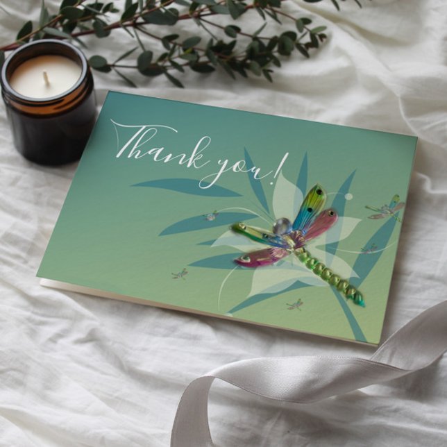 Repose Dragonfly Mariage Merci Cartes (Resting Dragonfly Wedding Thank You Card)