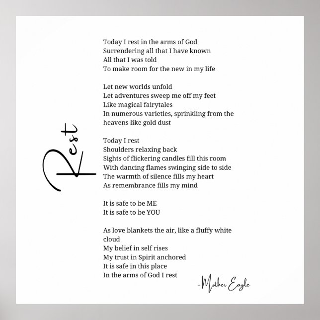 Reposez dans les bras de Dieu Amour poème poster a (Devant)