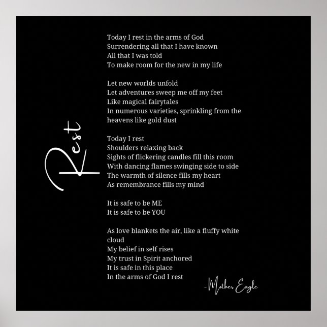 Reposez dans les bras de Dieu Amour poème poster a (Devant)
