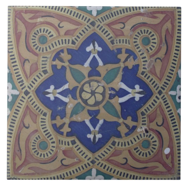 Repro Portugais Coloré Motif Floral Carreaux (Devant)