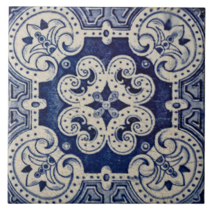 Reproduction de carreaux portugais bleus géométriq