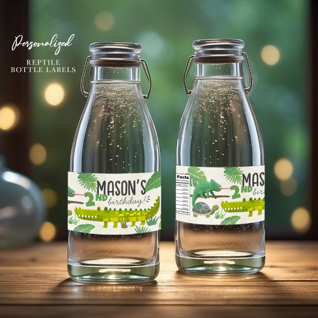 Reptile Anniversaire Étiquettes de bouteille (Créateur téléchargé)