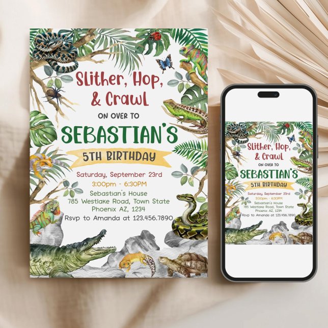 Reptile Birthday Invitation Template, Customizable (Créateur téléchargé)