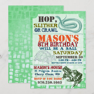 Reptile Show Anniversaire Fête Invitation