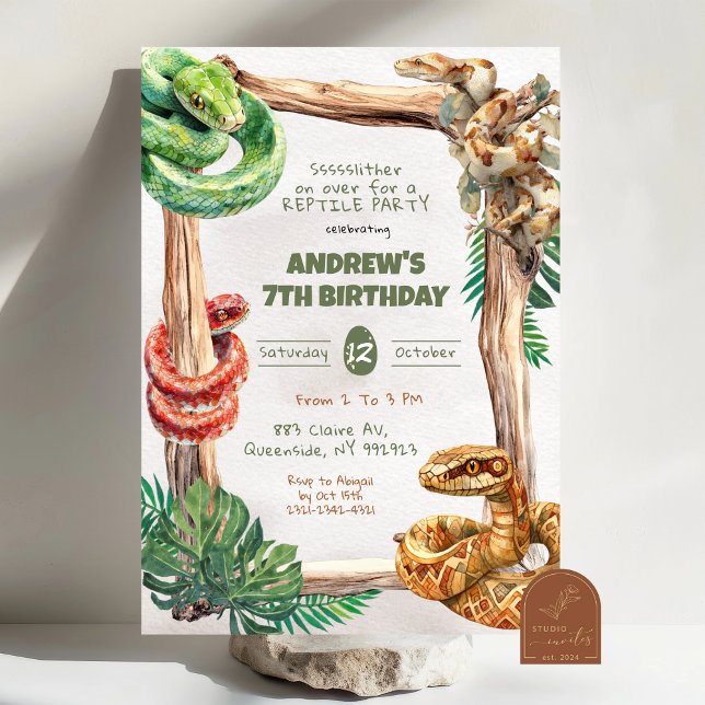 Reptiles Serpents Garçon Invitation Anniversaire (Créateur téléchargé)