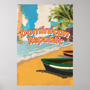 République dominicaine Affiche de vacances vintage