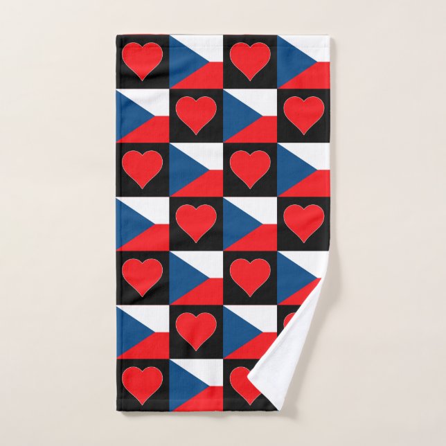 République tchèque Drapeau et Motif du coeur Pride (Serviette à main)