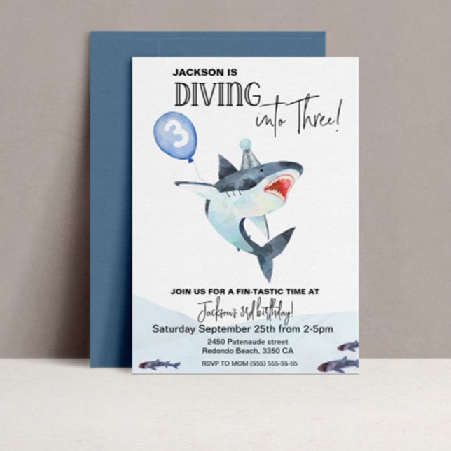 Requin 3e invitation pour enfants anniversaire (Shark 3rd birthday invitiaton)