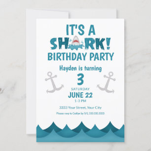 Requin 3ème anniversaire Invitation