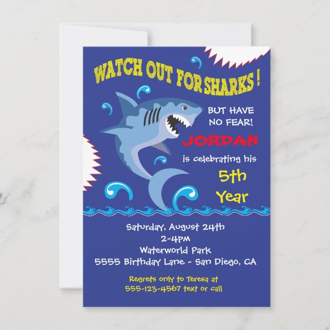 Requin Anniversaire Piscine Fête Invitations (Devant)
