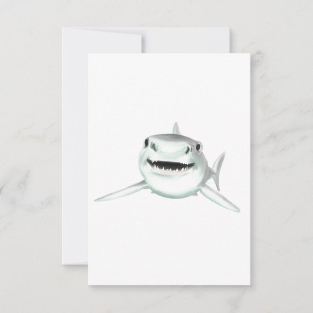 requin aquarelle souriant gris vert océan animal  (Devant)