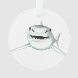 requin aquarelle souriant gris vert océan animal