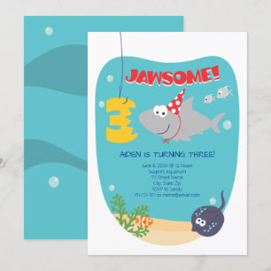Requin Bite Invitation de troisième anniversaire