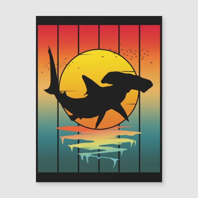 Requin Marteau Coucher de Soleil Vintage  (Devant)