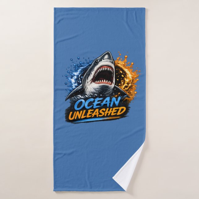 Requin Ocean Unleashed – Éclaboussure audacieuse b (Serviette de bain)