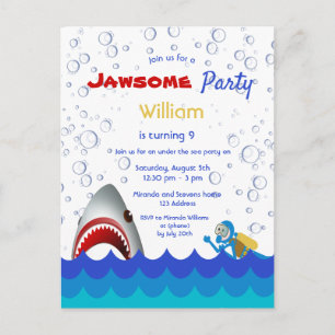 Requin sous la mer 9 anniversaire invitation