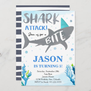 Requin sous la mer Invitation d'anniversaire