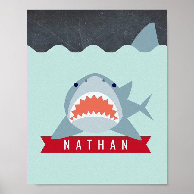 Requin sous l'eau bleu garçon chambre de bébé déco (Devant)