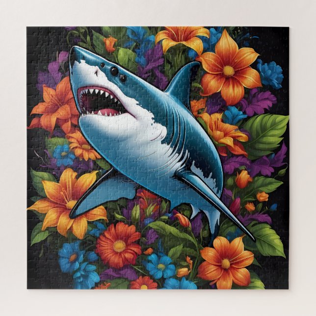 Requin vibrant : Un Puzzle Abstrait (Vertical)