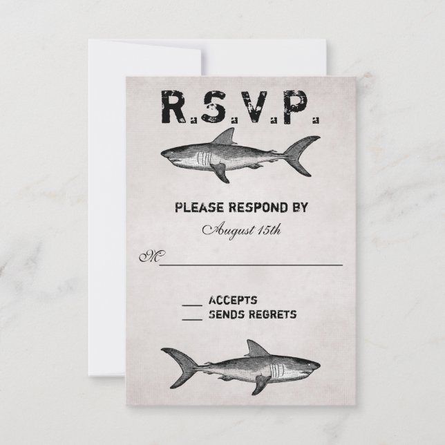 Requin vintage ~ Ocean Beach Wedding RSVP (Devant)