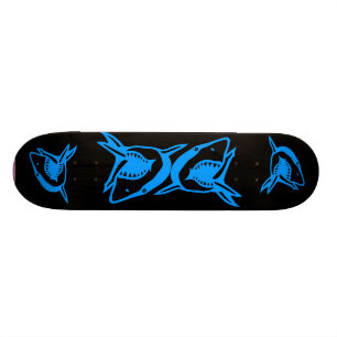 requins bleu et noir skateboard deck