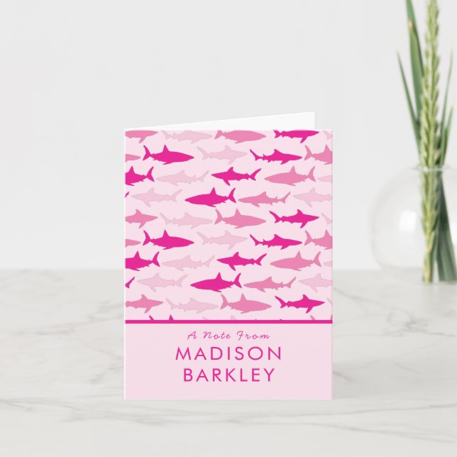 Requins roses Cartes fixes pour enfants mignonnes (Devant)