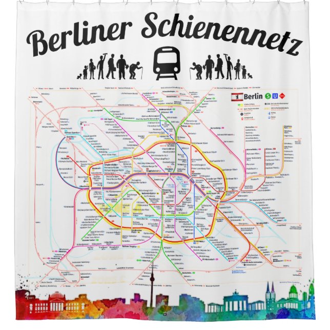 « Réseau ferroviaire de BERLIN plan sur le rideau (Devant)
