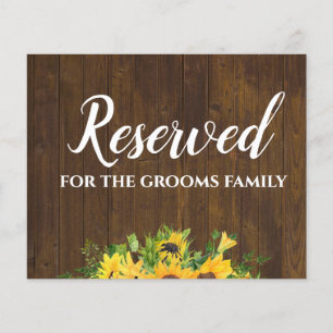 Réservé pour Grooms Family Rustic Mariage Sign
