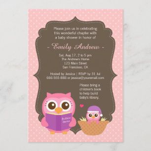 Réserver à thème, Chouette rose Bébé Invitations d