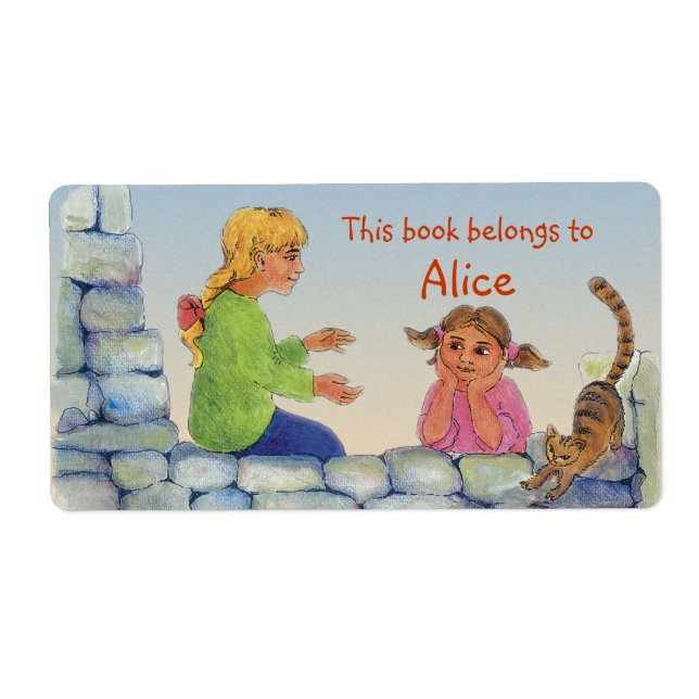 Réserver Étiquettes avec deux filles et chat (Devant)