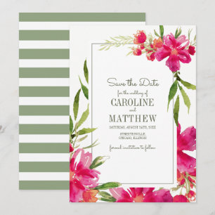 Réservez la date. Carte Fuchsia Green Floral Maria