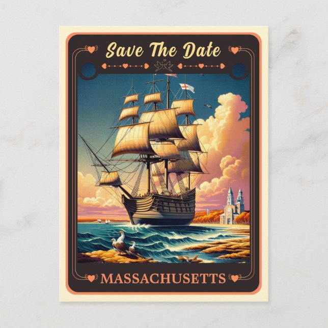 Réservez la date | Carte postale d'invitation du M (Devant)